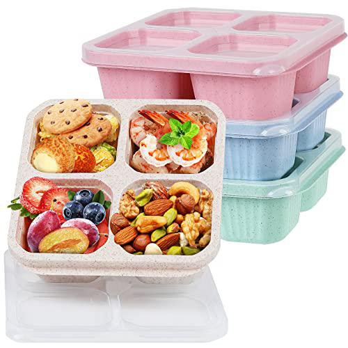 Caja de bocadillos de cuatro rejillas con tapa, caja de almacenamiento a prueba de humedad