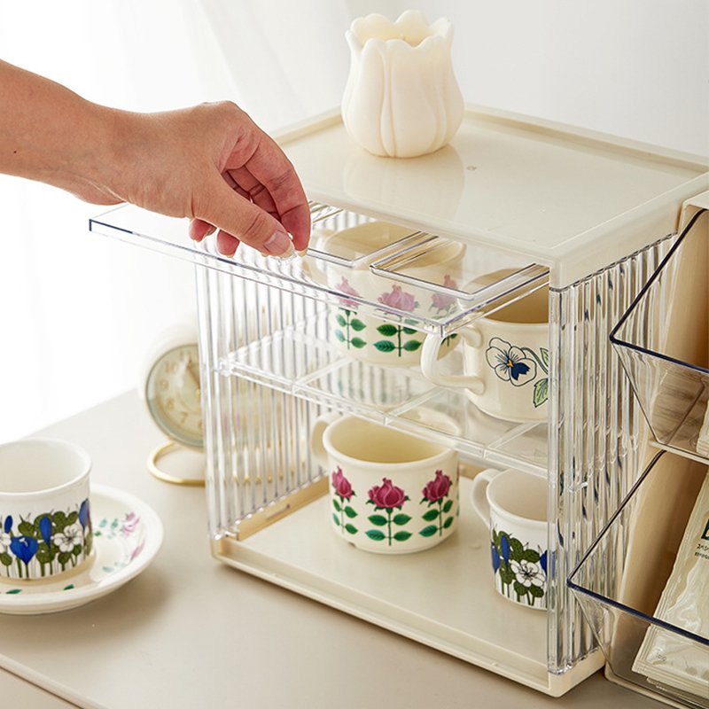 수납  머그 홀더 실용 선반 컵 수납 케이스 방진 수납함 머그컵 물컵 찻잔