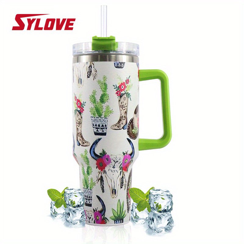 كوب ماء معزول من الفولاذ المقاوم للصدأ بسعة كبيرة، تصميم عصري بطبعة الفهد، هدية مثالية لعيد الميلاد