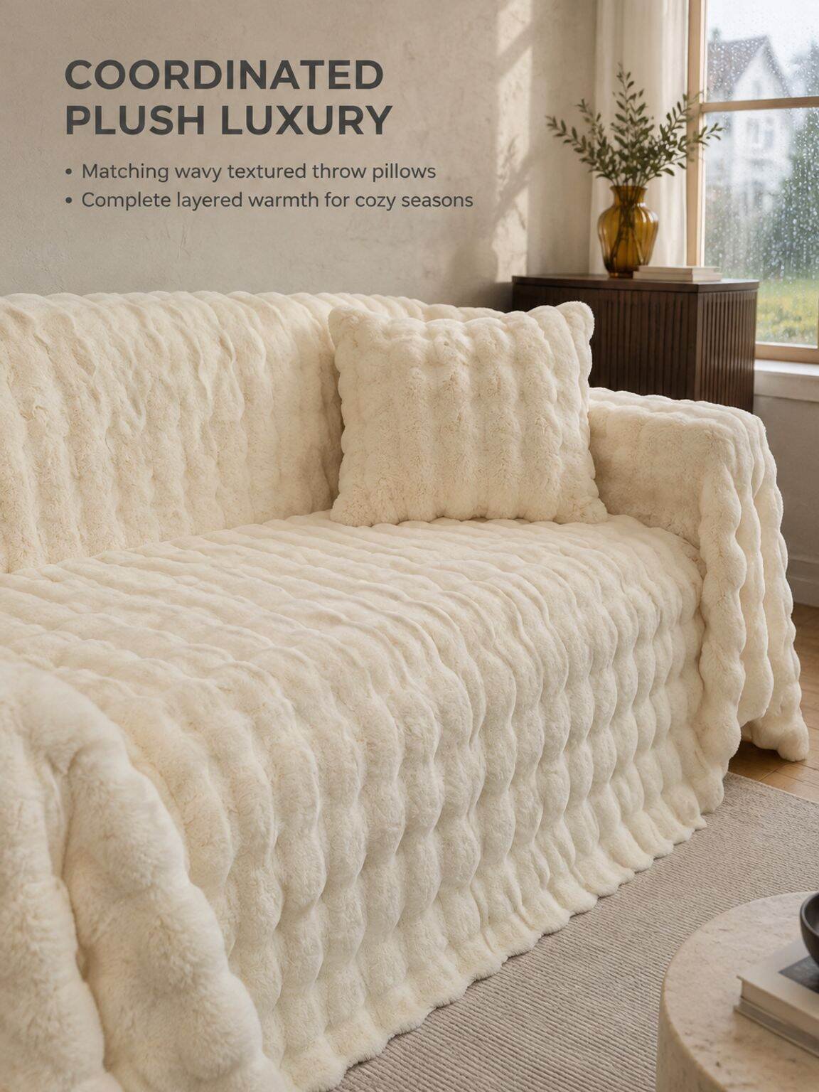 Non-slip backing designed to help keep the sofa cover in place