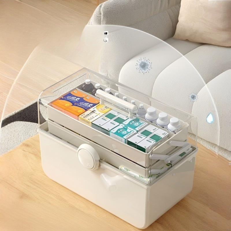 가정용 대용량 레이어드 가시약통 다층 가정용 약품 수납함 방역약 수납함