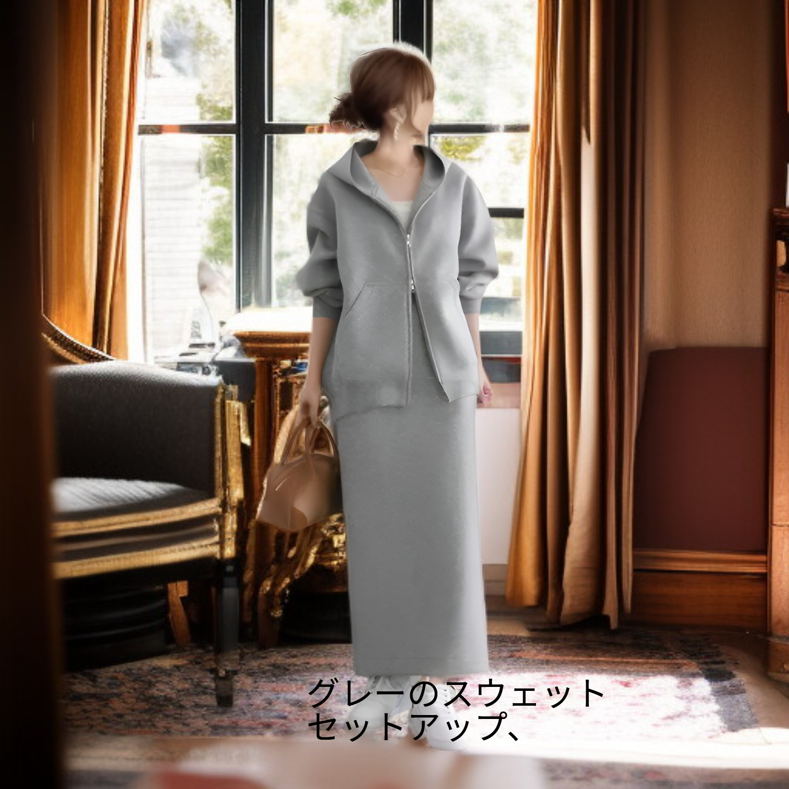 人気急上昇！レディースパーカー＆スカートセット おしゃれカジュアル2点セット