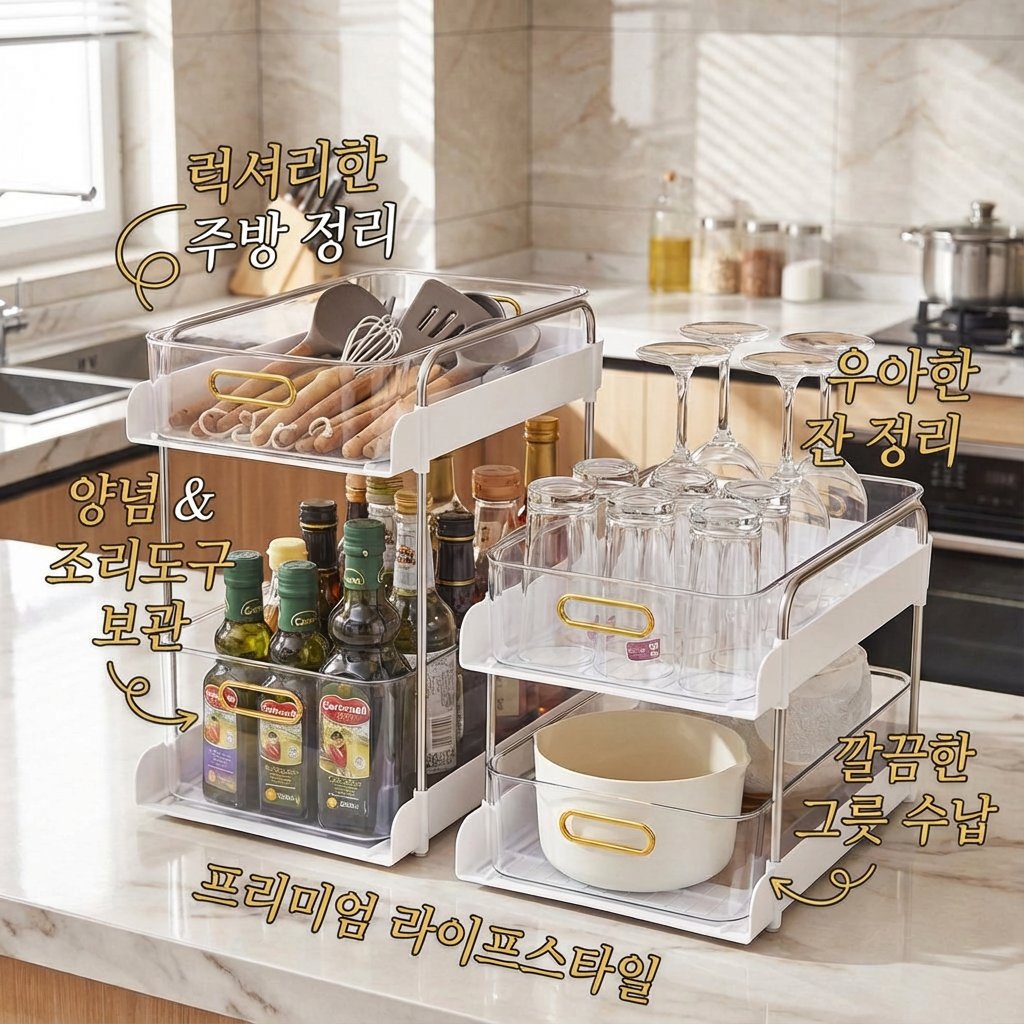 [다단 이동 바퀴] 럭셔리 가정용 수납 선반