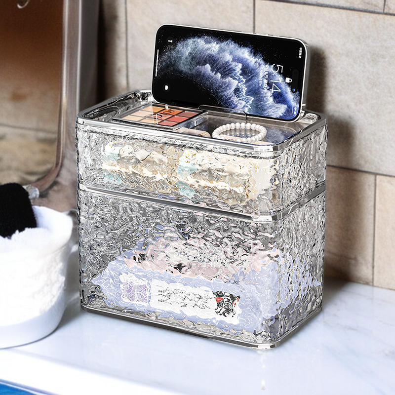 Caja de pañuelos con diseño de ondas de agua para baño, montada en la pared