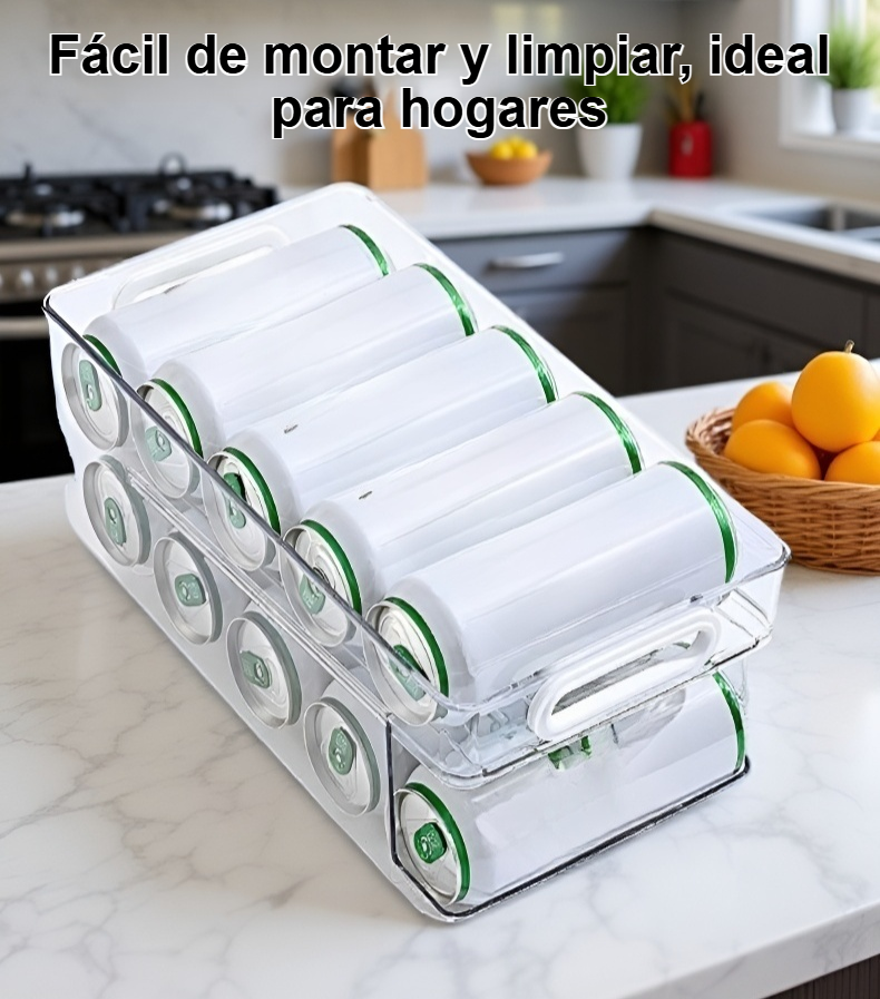 Estante de almacenamiento de latas de aluminio en cocina moderna