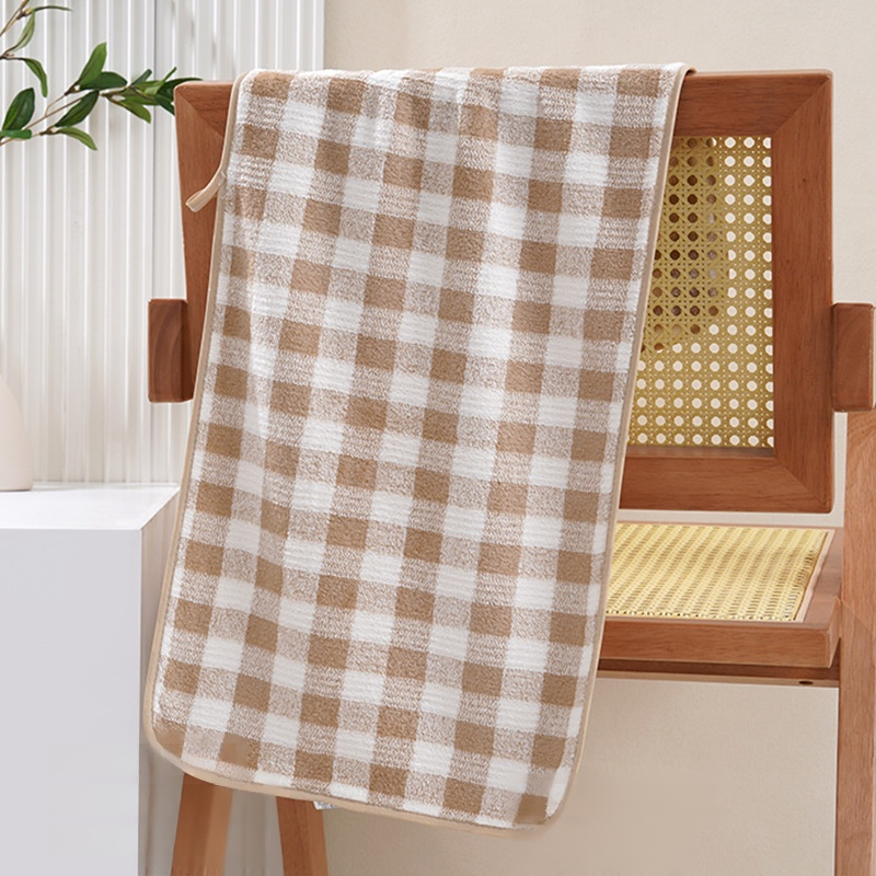 Coral fleece thick checkered towel