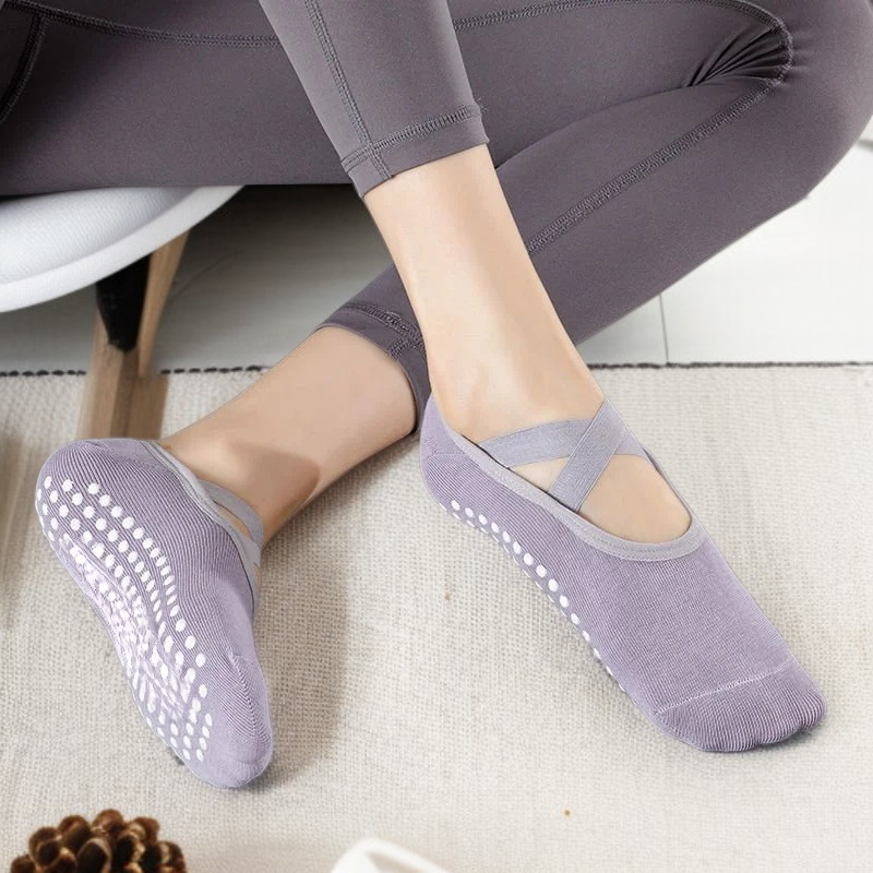 여성 실리콘 논슬립 요가 양말 - 초보자용 댄스 피트니스 양말