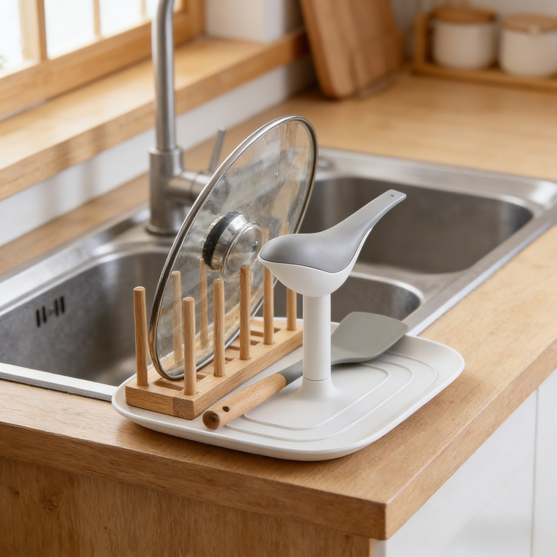 Tabletop Pot Lid Holder with Cute Bird Design