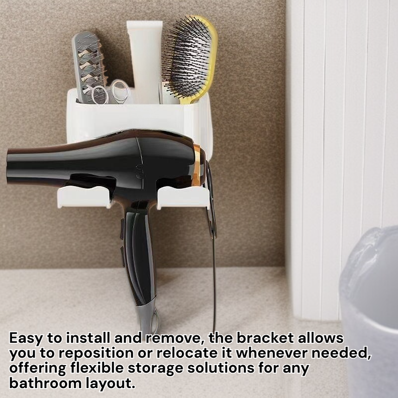 No-Drill Hair Dryer Holder Wall Mounted Bathroom Rack