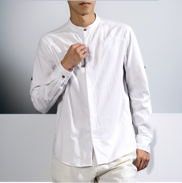 겨울용 두툼한 린넨 셔츠 착용 예시