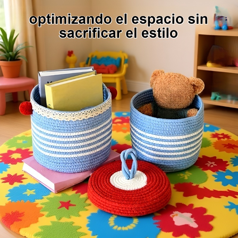 Organizador de escritorio artesanal hecho de material tejido