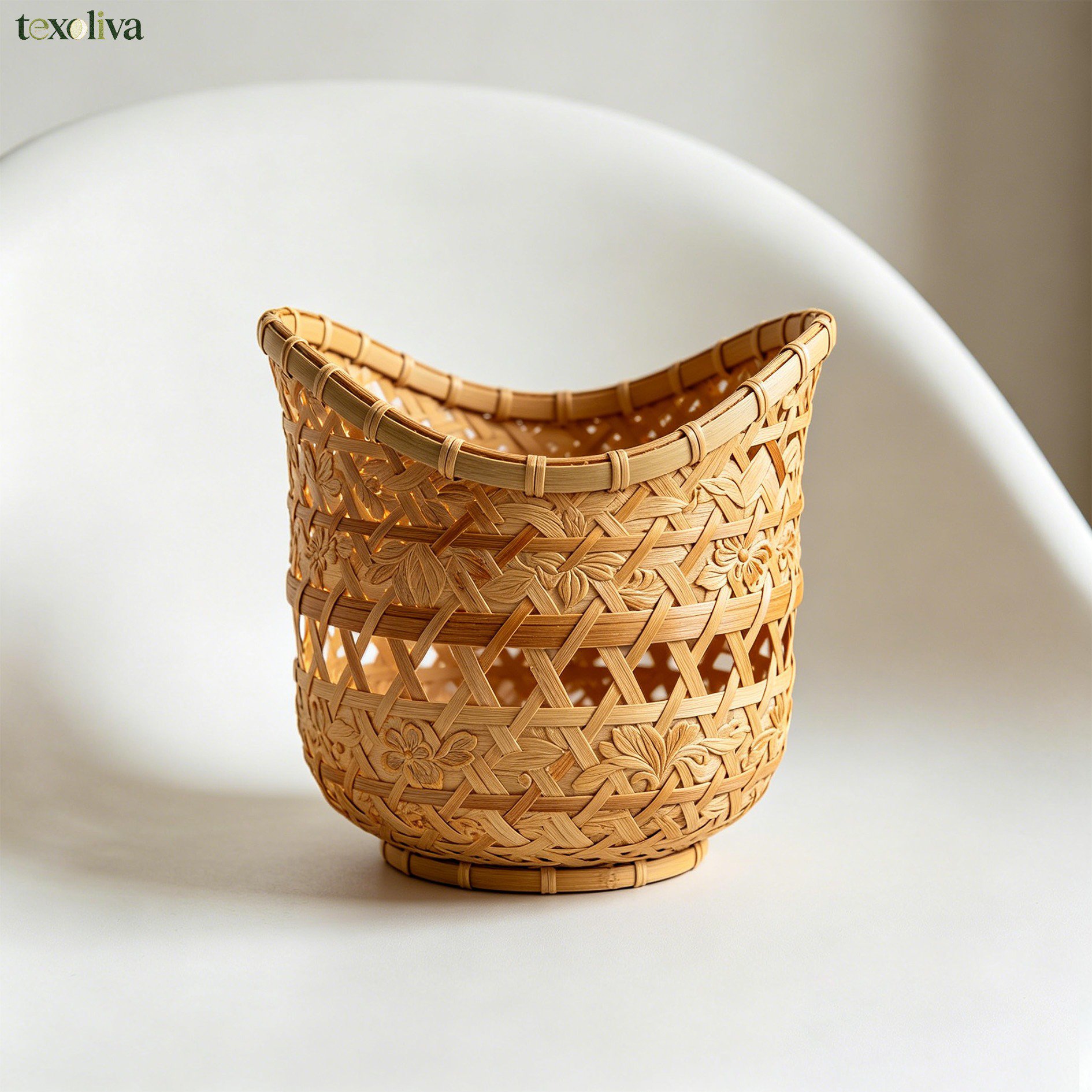 Handmade bamboo wall hanging basket