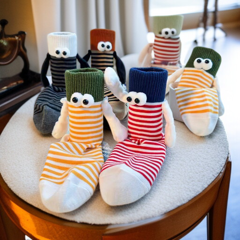 牵手カラフル磁気付きペアソックス 女性用ドーパミンカラー中筒ソックス