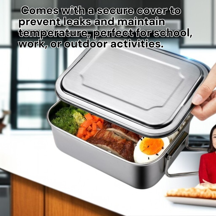 Student Large Capacity 304 Stainless Steel Thermal Lunch Box Without Divider with Lid