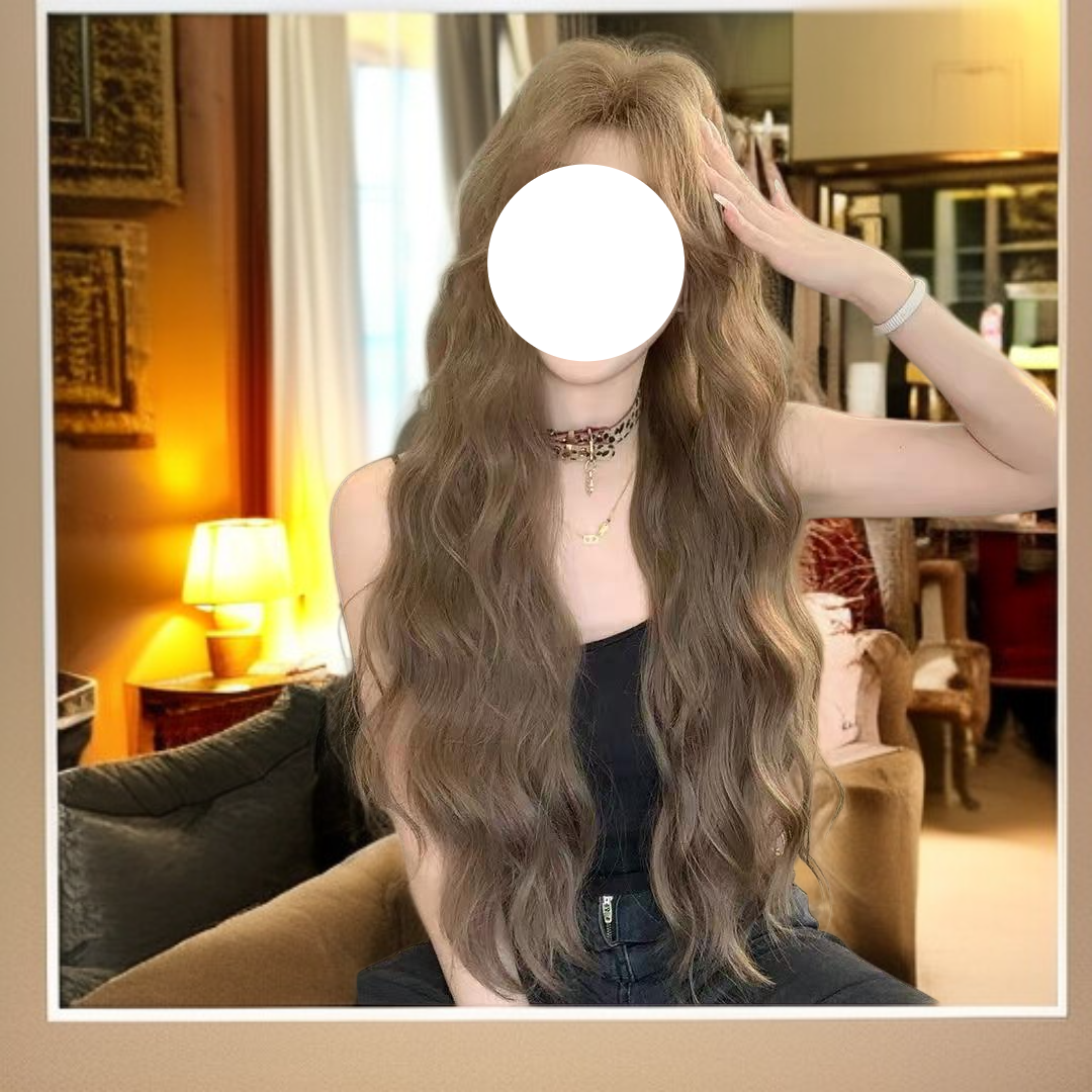 릴렉스 스타일 롱 컬리 브라운 풀 위그