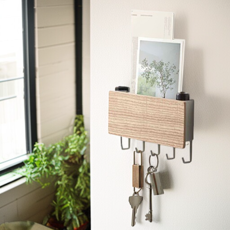 Soporte para llaves de madera maciza multifuncional sin agujeros