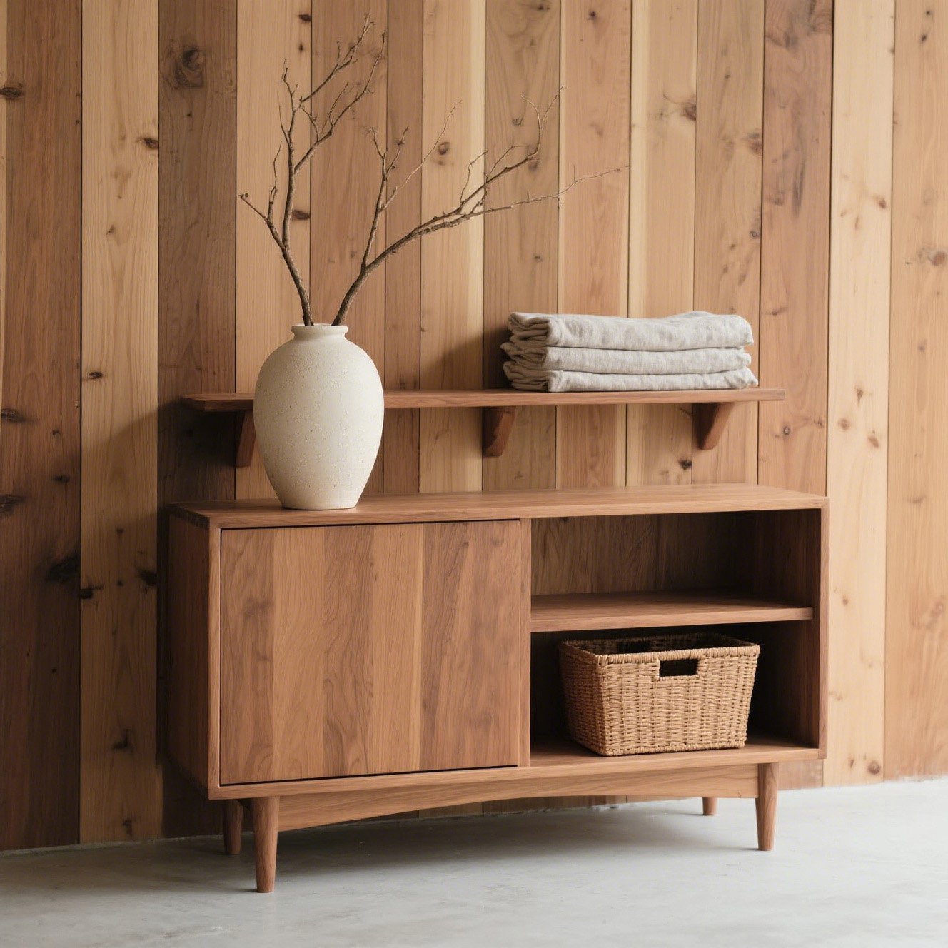 無垢材収納ローキャビネット