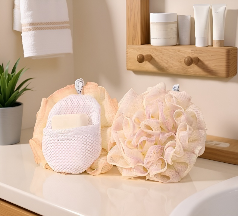 時短入浴に最適な2in1バススポンジ