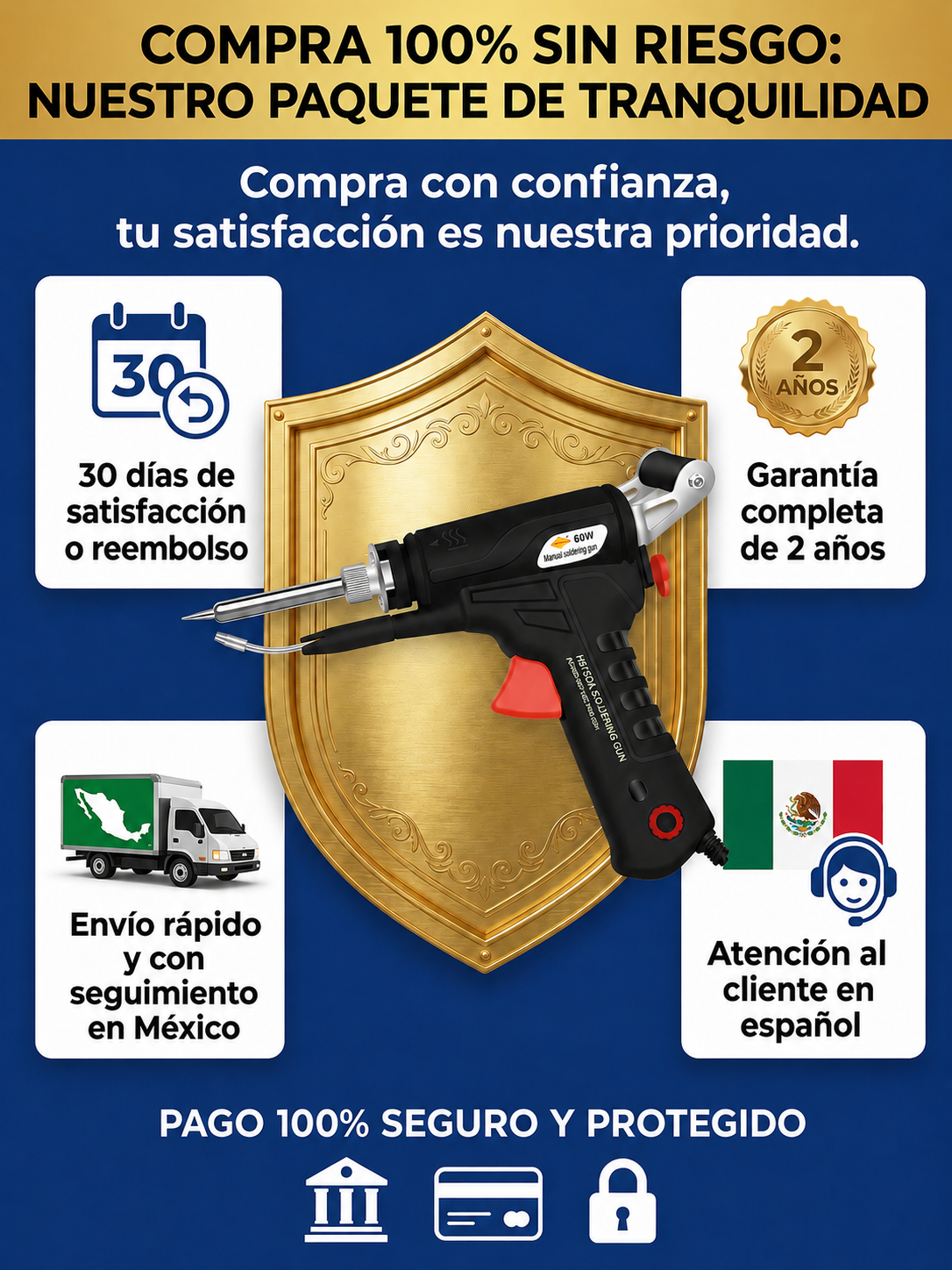 Herramienta de soldadura rápida sin chispas 90-480℃ | Ideal para principiantes | Soldadura en 0,1 s