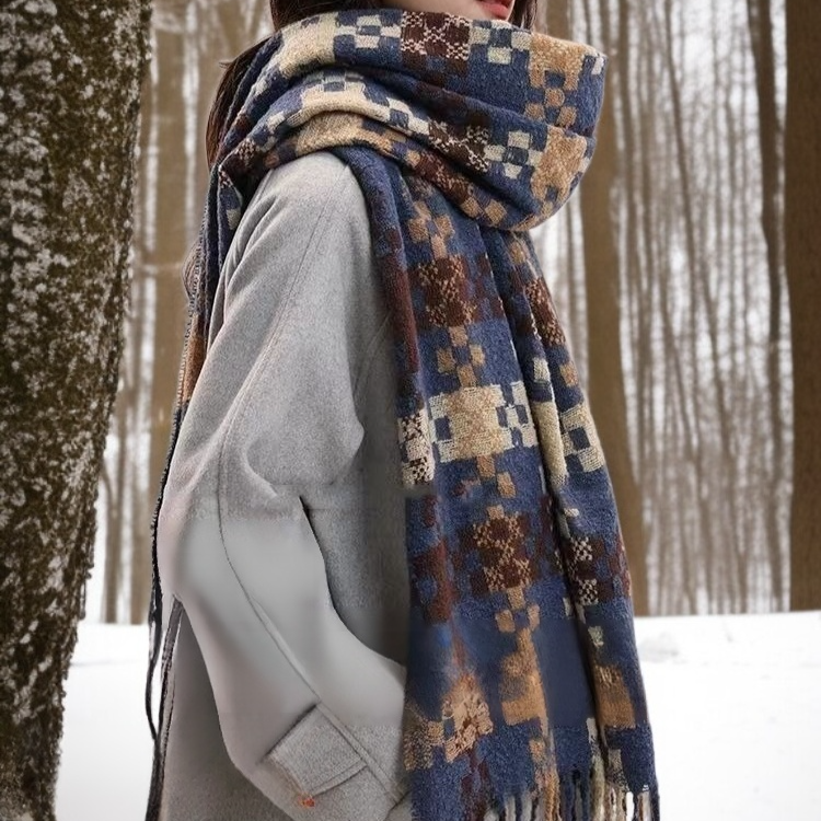 부드럽고 포근한 플레드 니트 스카프