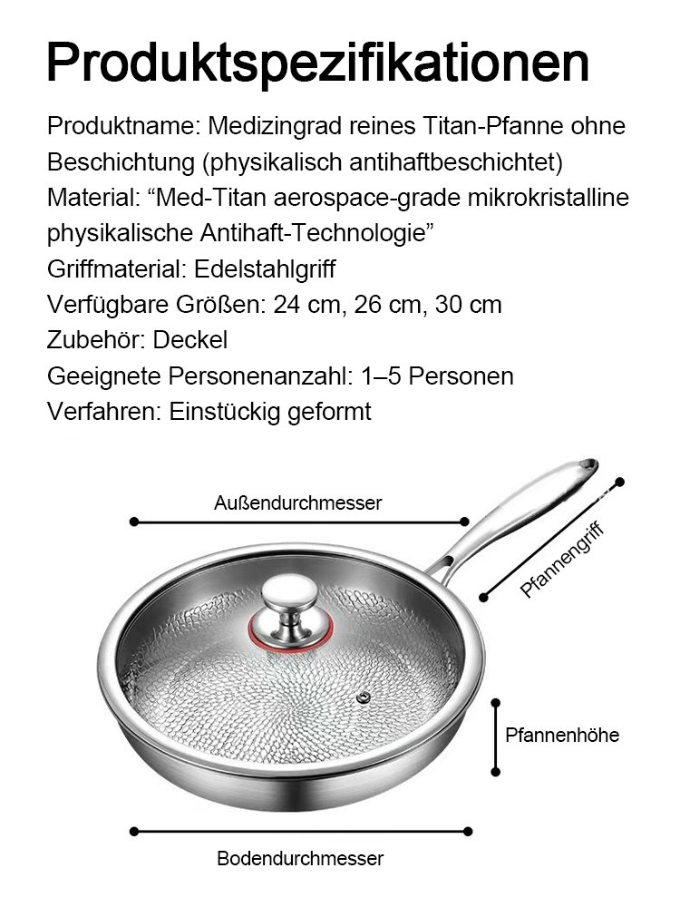 Medizinisches Titan, beschichtungsfreie Antihaft-Pfanne – Einmal investieren, lebenslang verwenden