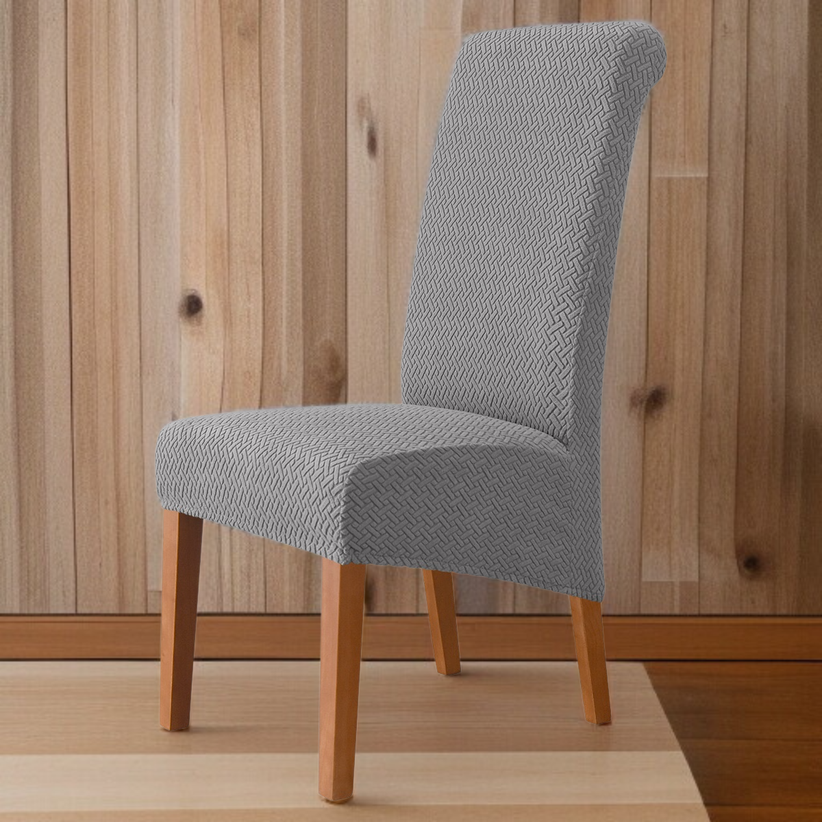 Chaise de salle à manger dossier haut Housse en tissu jacquard extensible