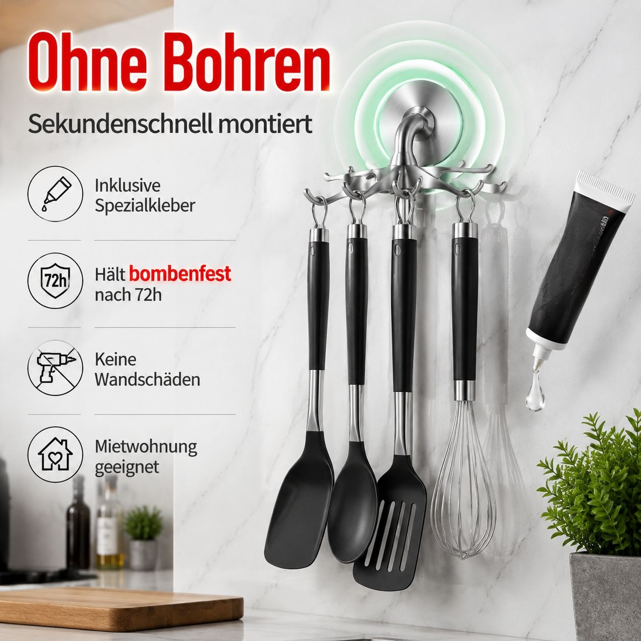  Edelstahl multifunktionale Küchenhaken Aufbewahrungsständer