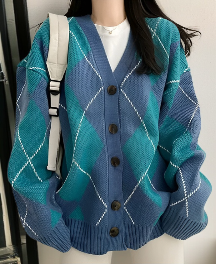 루즈핏 울 카디건 디테일 사진