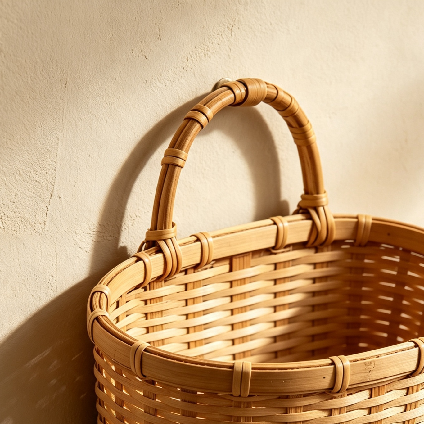 Wall-mounted bamboo woven baskets (5 pieces)