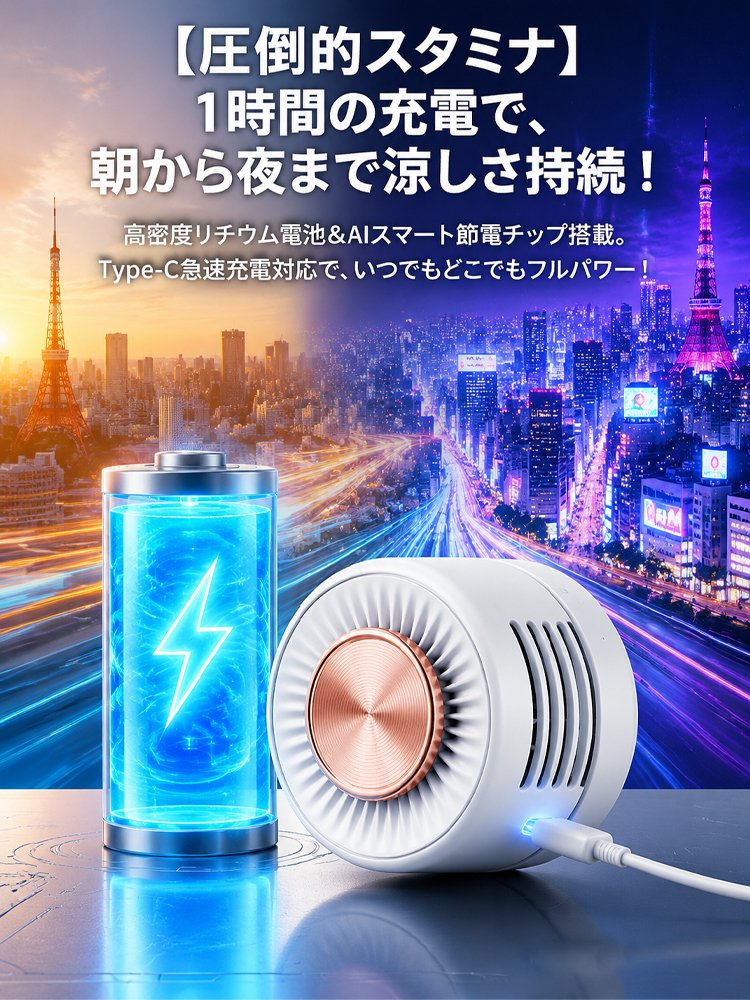 【涼しい！】クリップ式ハンズフリーミニファン