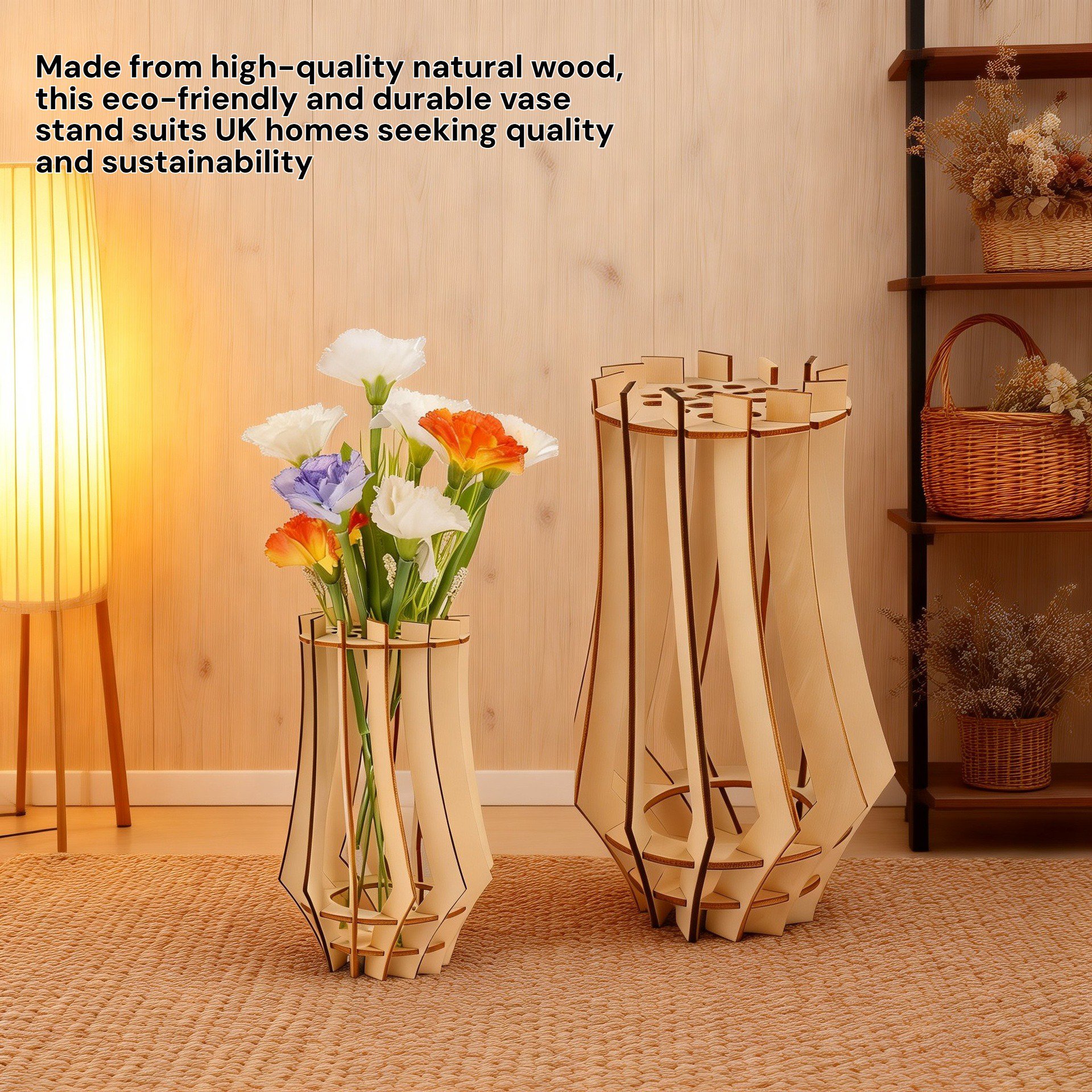 Wooden Flower Vase Stand Home Decoration Ornament
