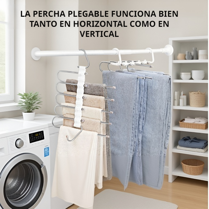 Perchero extensible multifuncional de acero inoxidable