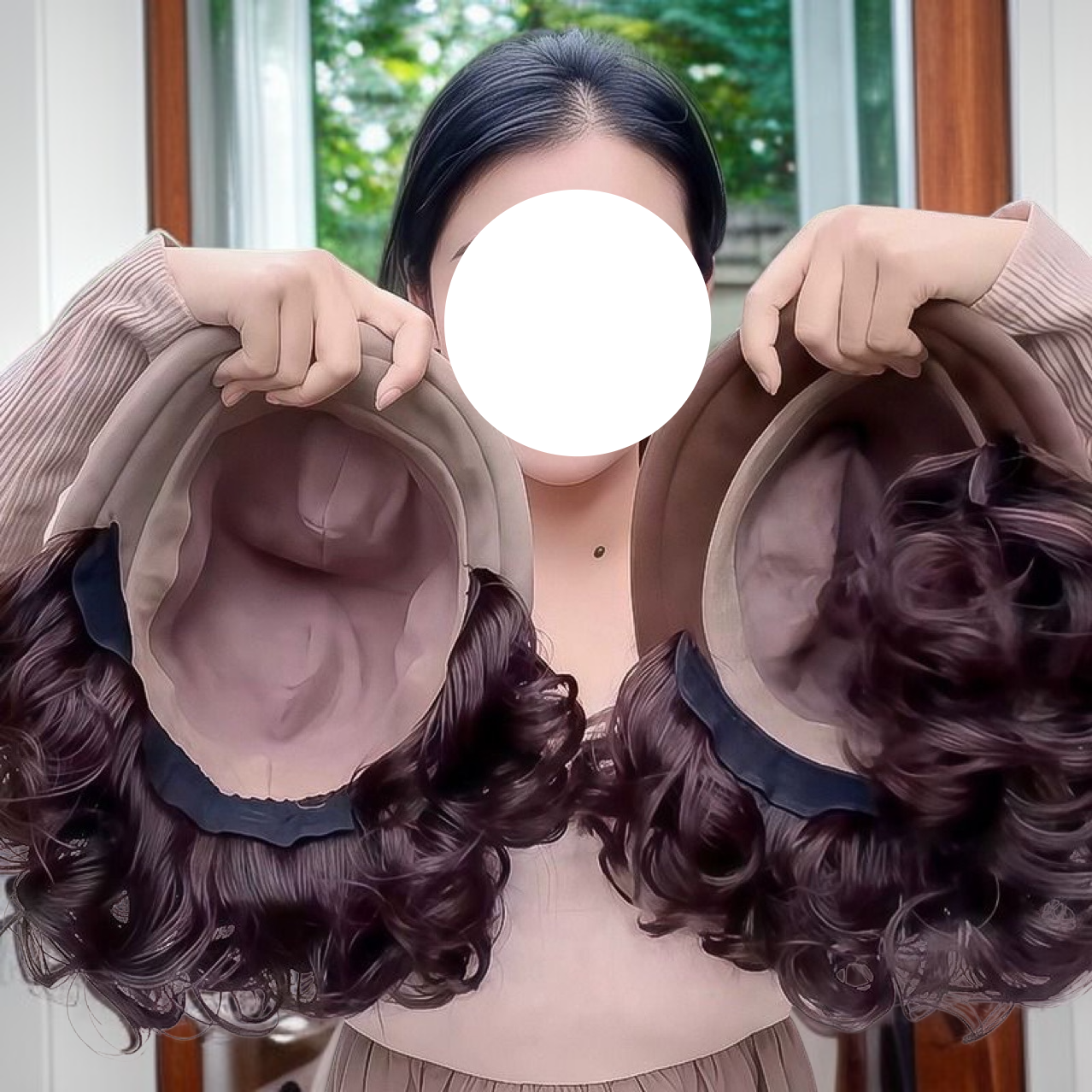 모자 가발 두꺼운 버킷햇 귀여운 웨이브 단발 머리 가발