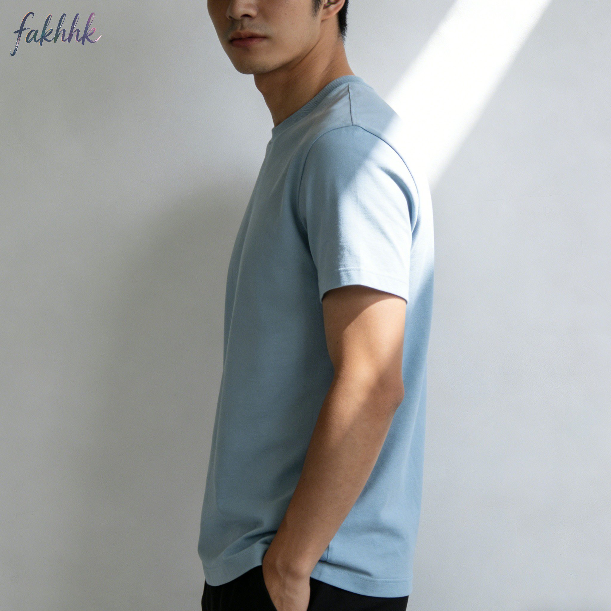 남성용 순면 크루넥 티셔츠