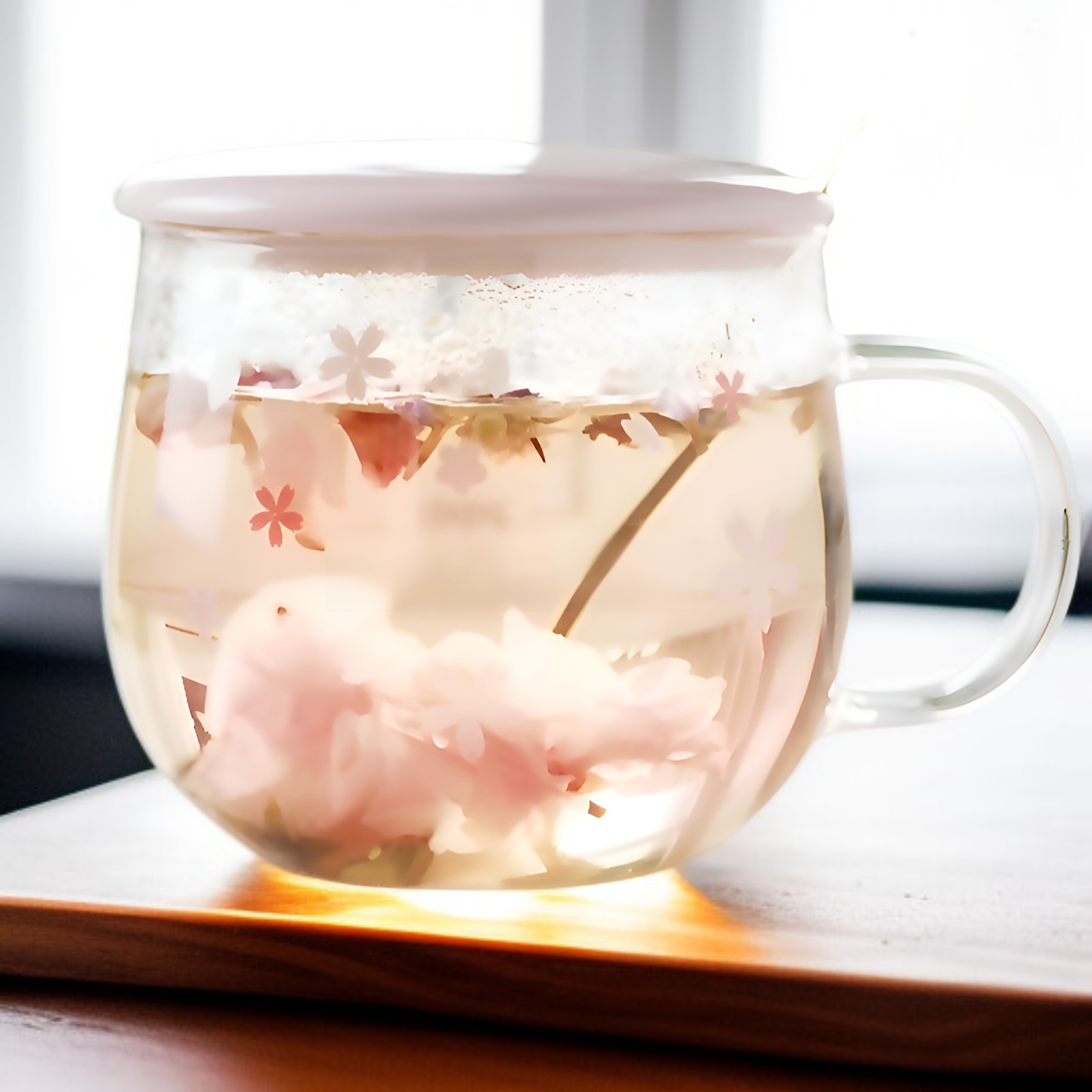 Transparentes Kirschblütenglas