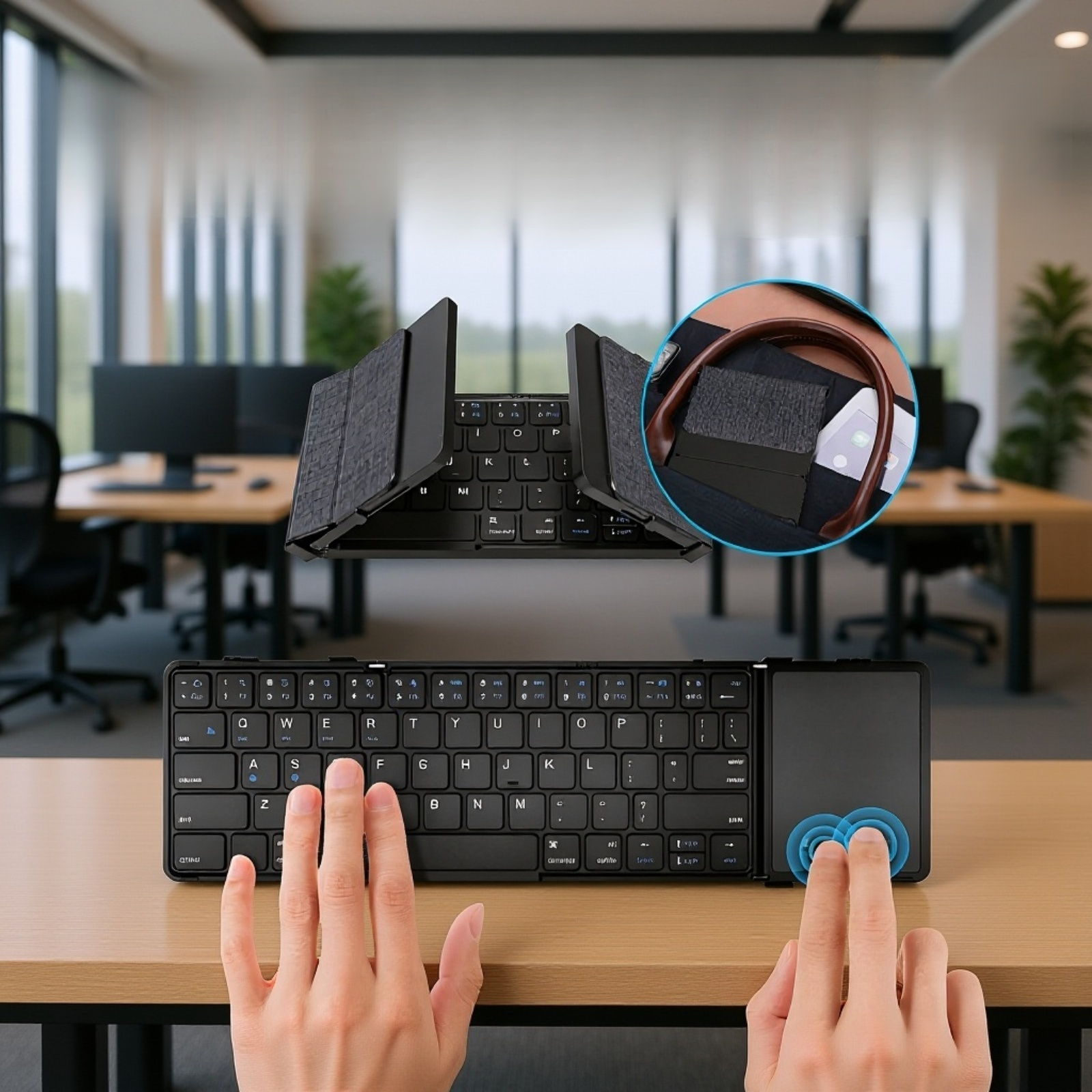 ビジネス用レザー折りたたみキーボード