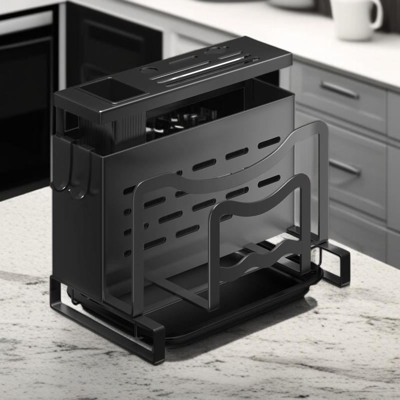 스테인리스 주방 칼 거치대, 다기능 도마 및 젓가락 통 일체형