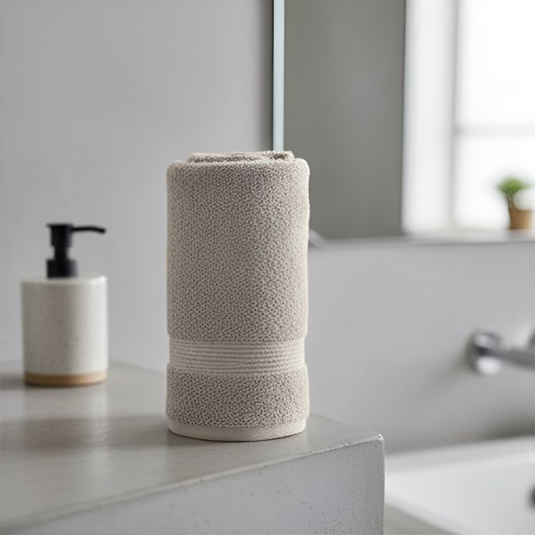 흡수력이 뛰어난 회색 목욕 타월