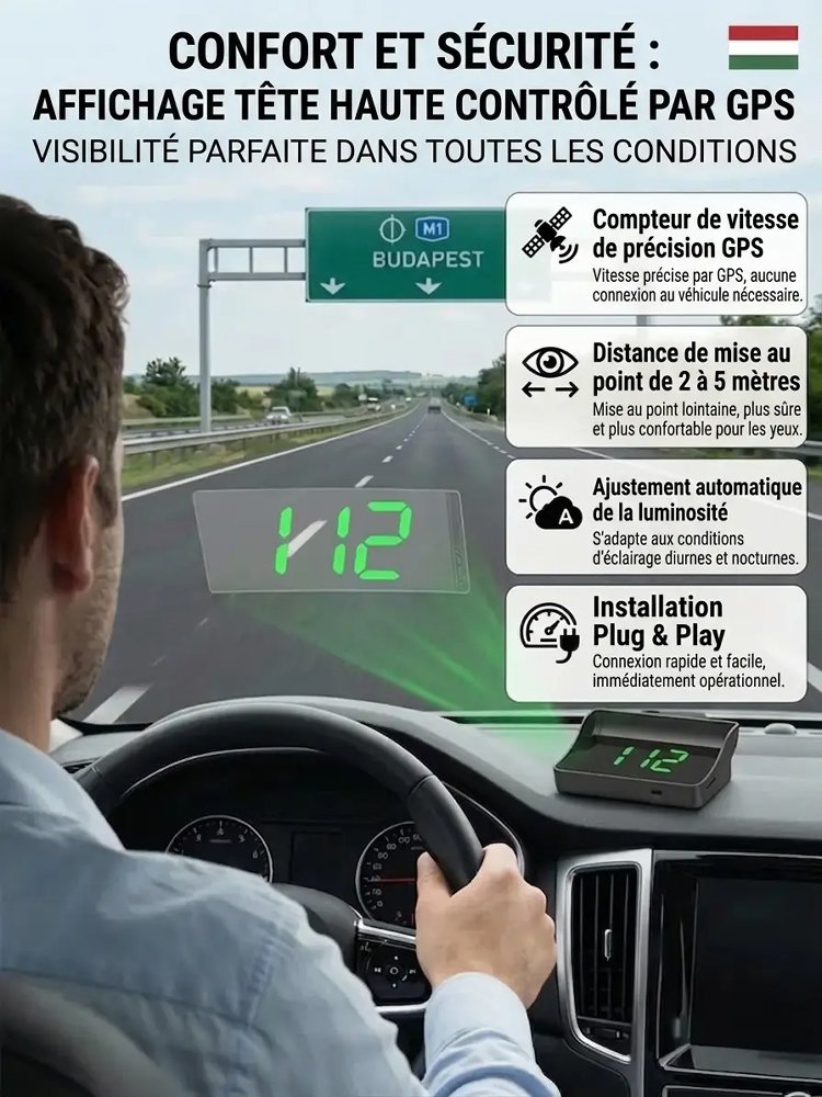 Affichage tête haute GPS numérique pour voiture