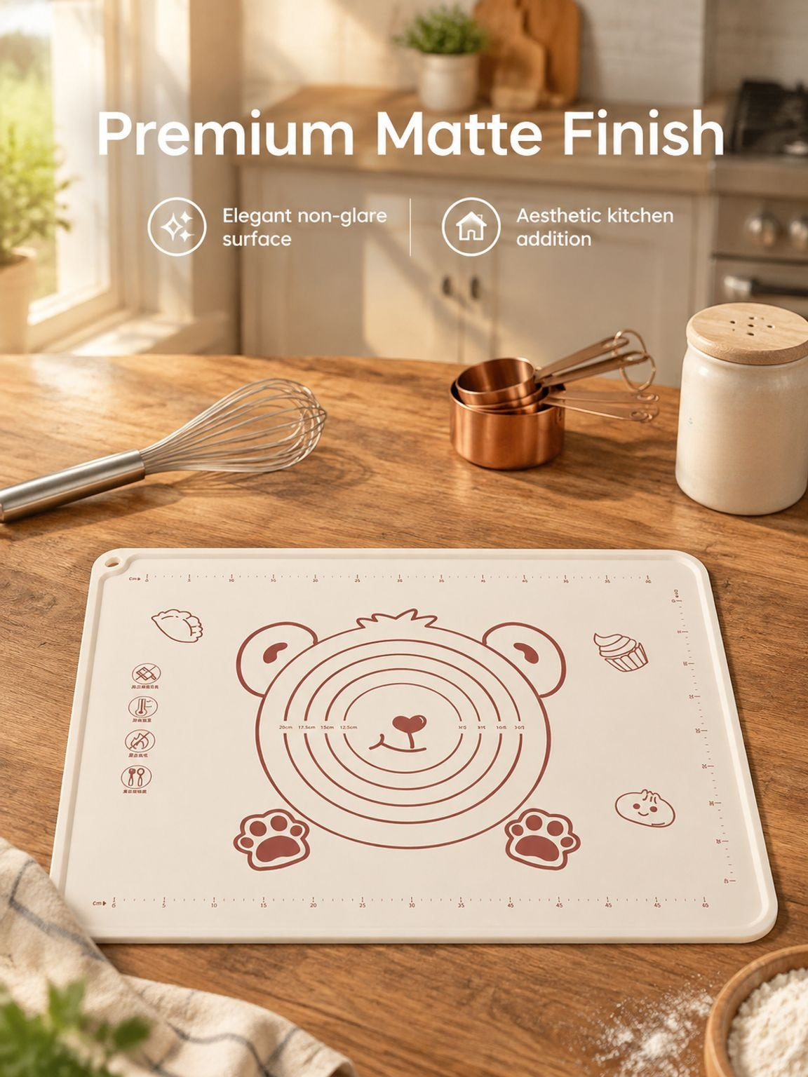 Non-slip heat-resistant food-grade dough mat for baking