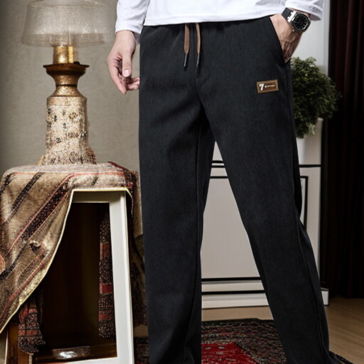 남성 밴딩 허리 스트레이트 팬츠 영하 기모 코듀로이 캐주얼 팬츠 가을 남성 캐주얼 팬츠