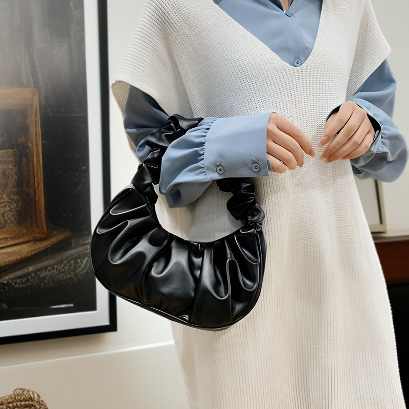  حقيبة سحاب كورية بسيطة للسيدات على شكل سحابة، حقيبة كتف قابلة للطي