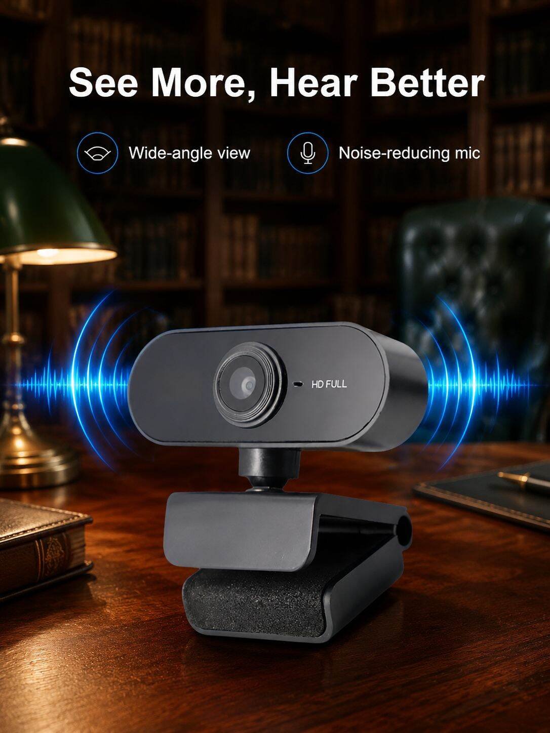 HD 1080P 2K USB Webcam for Desktop/Laptop Live Streaming Online Classes