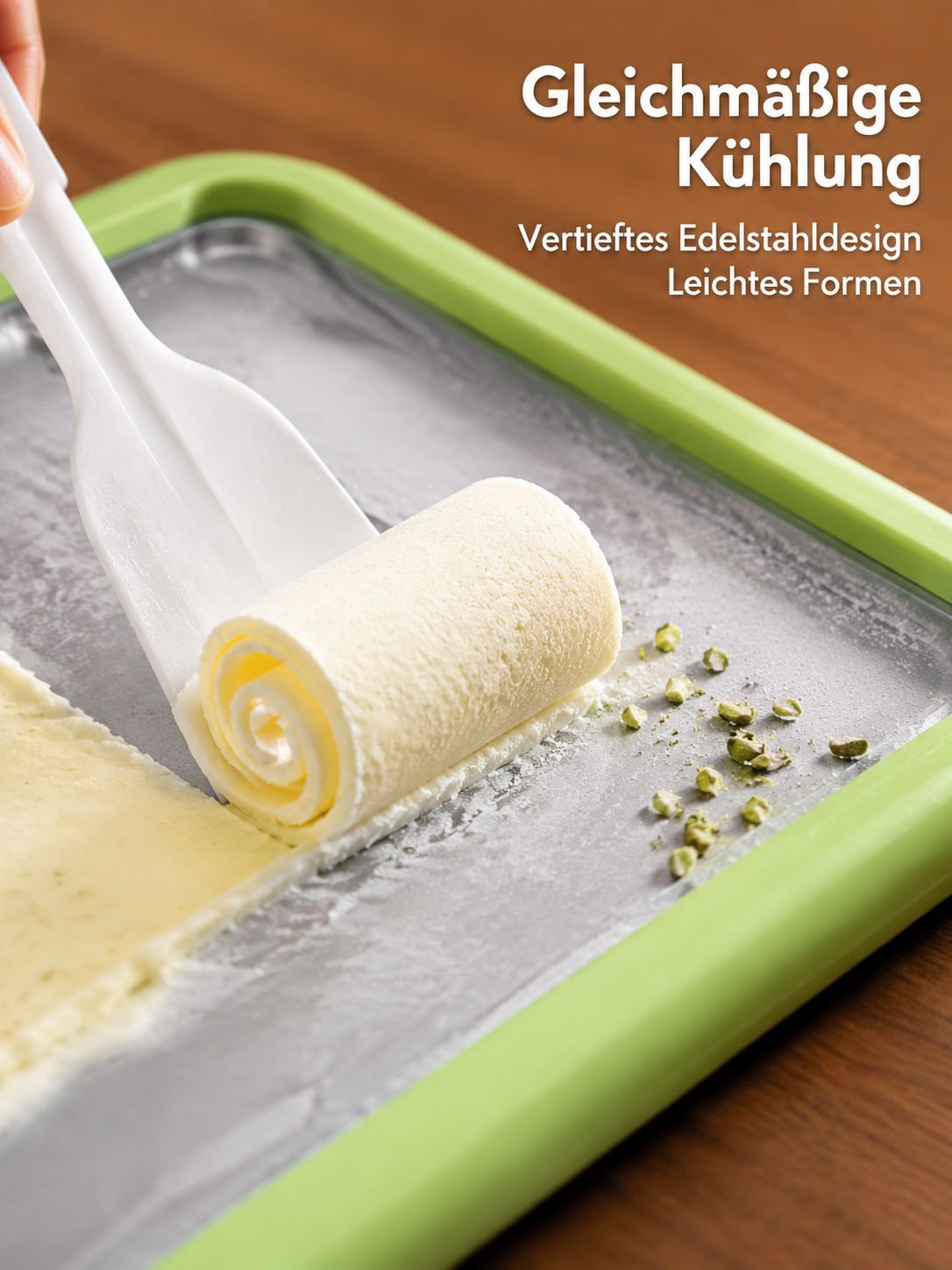 Edelstahl-Eisroll-Pfanne mit vertieftem Design für den Hausgebrauch