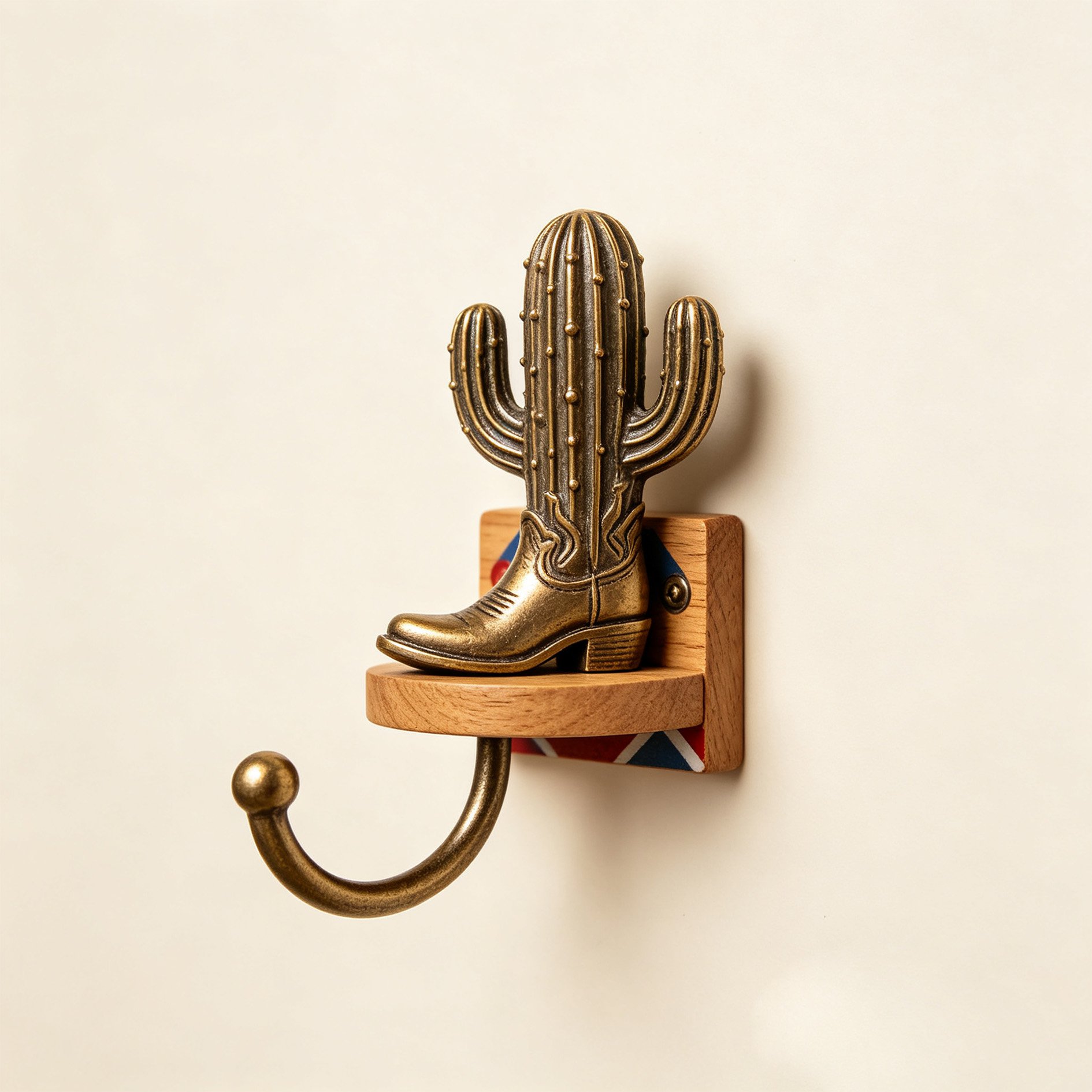 Western cactus wall hooks mounted in entryway