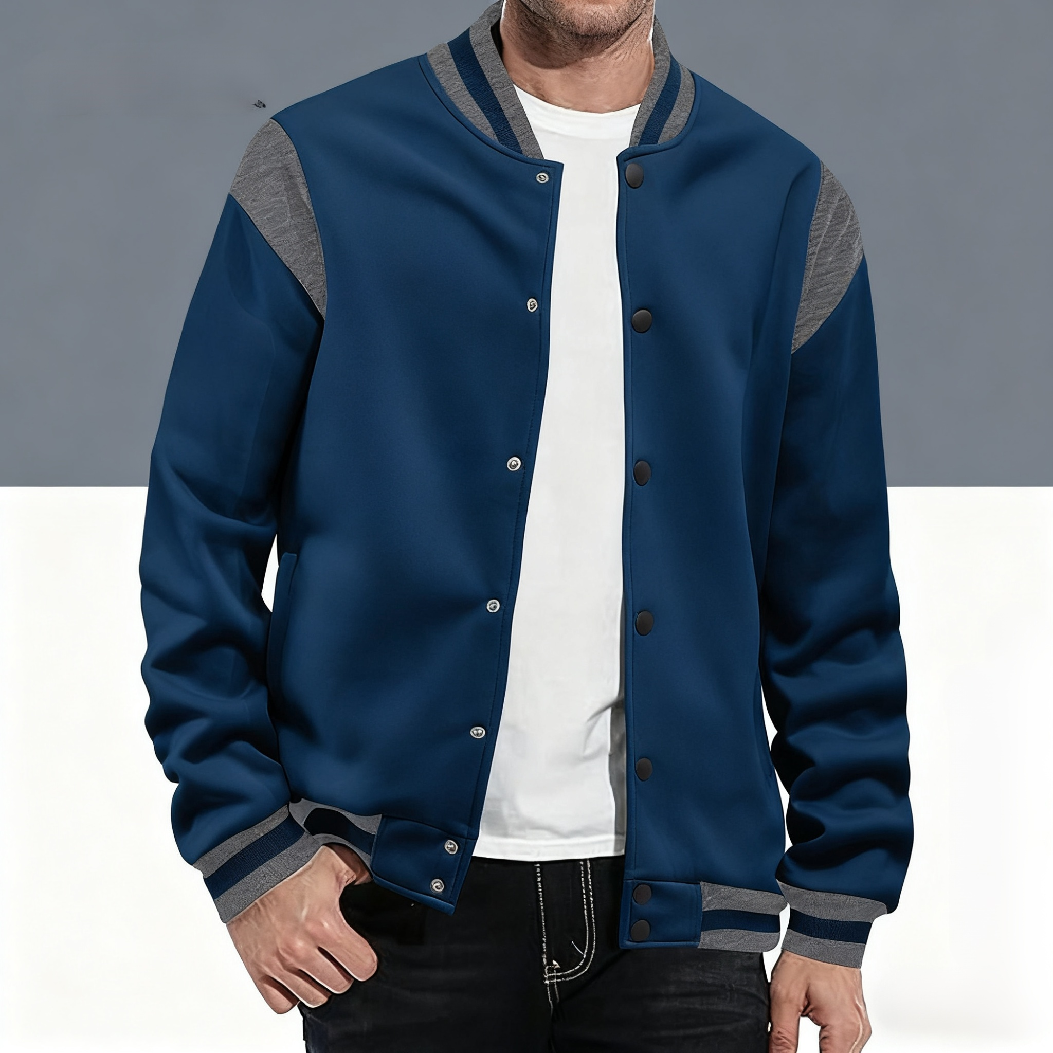 Pullover-Strickjacke Baseball-Jersey mit Knopfleiste