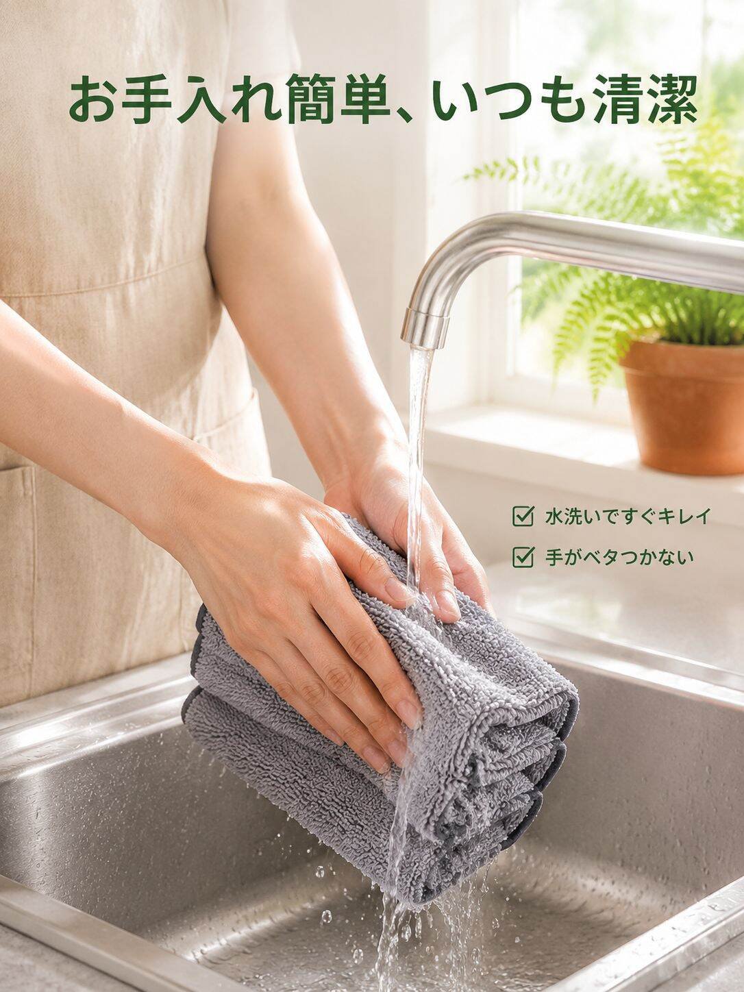 日本の竹炭入り油汚れ防止ふきん