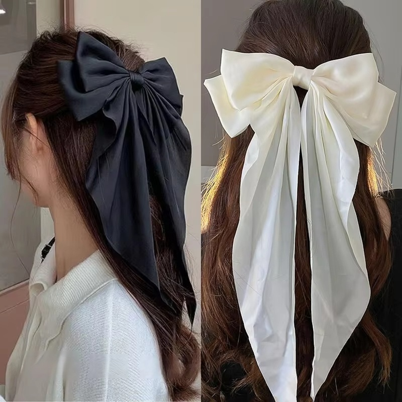 ชีฟอง Bowknot Hair Clip ผู้หญิงใหญ่ Bowknot Headwear