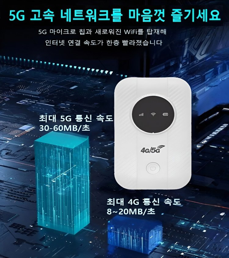 【주머니 속의 무료 인터넷】휴대용 Wi-Fi 5G 라우터