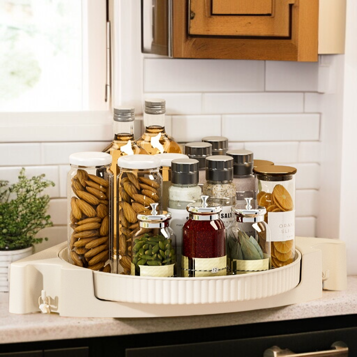 家庭用キッチン多機能ノーパンチスパイスラック 収納棚回転式フレーバーボトル棚